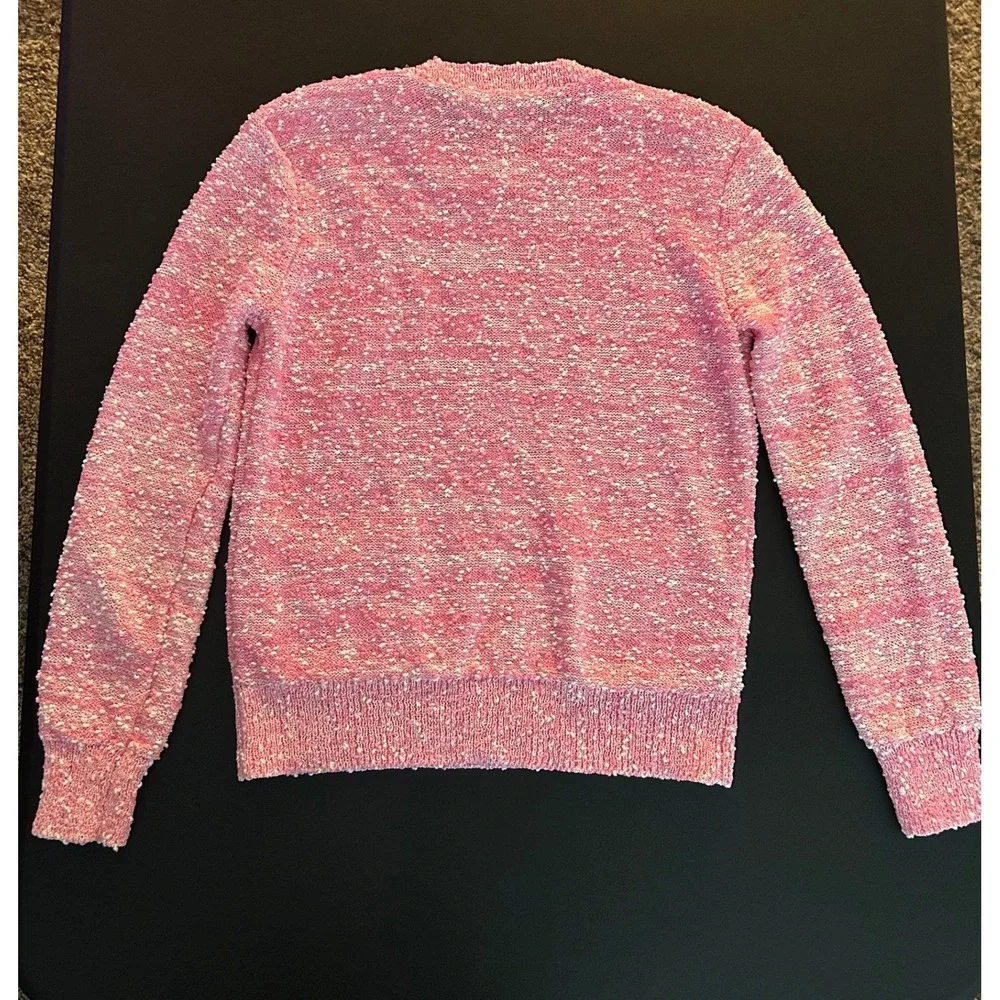 FRAME Pink Boucle Button Shoulder Sweater WE24KSW024 Womens Small S (1217)